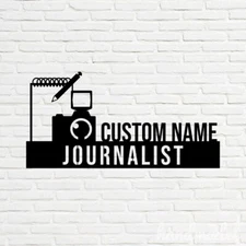 Personalized Journalist Metal Name sign Work Office Door Desk Decor Wall ArtGift