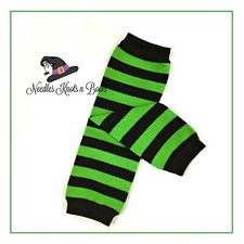 Green  Black Striped Halloween Baby Toddler Leg Warmers, Free Shipping