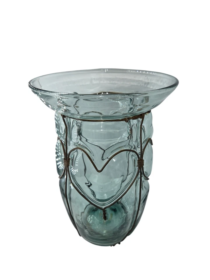Glass Vase with Heart Wire Design Decorative Flower Vase Home Decor 10" - Image 3 of 4