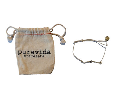Pura Vida Vanilla Delicate Rhinestone Gold Chain Bracelet Plus Red Canvas Bag
