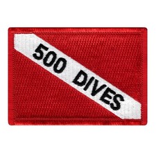 500 DIVES - EMBROIDERED SCUBA DIVING FLAG PATCH IRON-ON