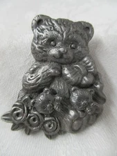 Vintage Brooch Earring set Teddy Bears Torino style