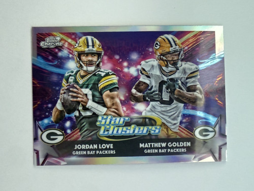 2025 Topps Chrome Cosmic Jordan Love Matthew Golden Star Clusters Refractor
