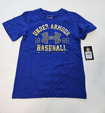 UA Under Armour Little Boy's 5 Short Sleeve Logo T-Shirt Tee Royal Blue Baseball