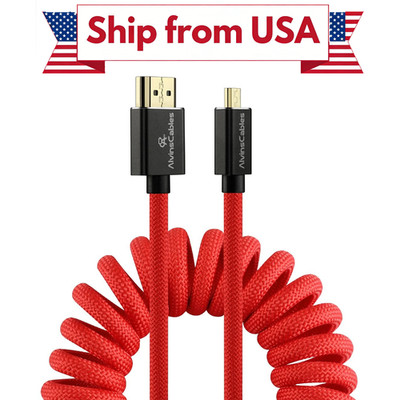 8K 2.1 Micro to Full HDMI Braided Coiled Cable for Atomos-Ninja-V 48Gbps 18-28''