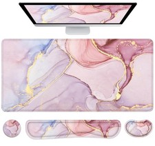 4-in-1 Large Mouse Pad Ergonomic Desk Mat Keyboard Wrist Rest Gaming Set