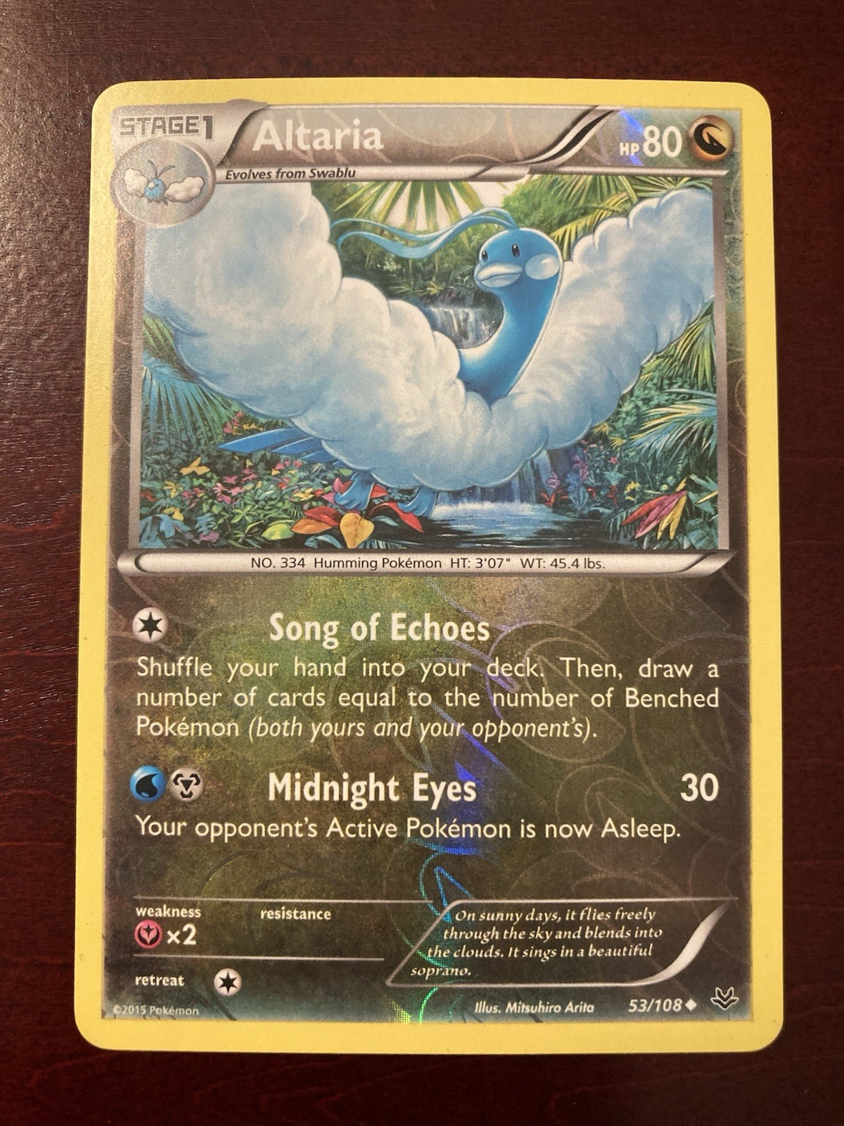 Altaria 53/108 XY Roaring Skies Reverse Holo Pokemon TCG Card LP