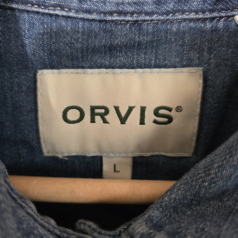 Chaqueta de mezclilla Orvis para mujer talla grande de longitud media lavado medio denim suave Foto 3 de 4