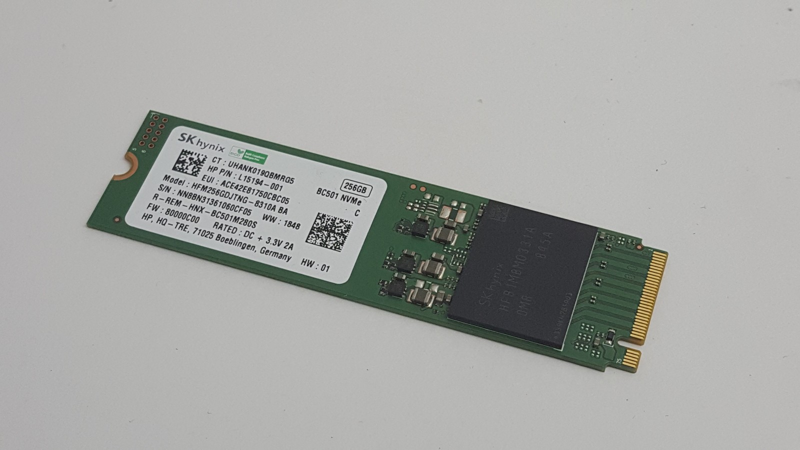 Lot of 10 SK Hynix BC501 HFM256GDJTNG-8310A 256 GB NVMe 80mm Solid State Drive