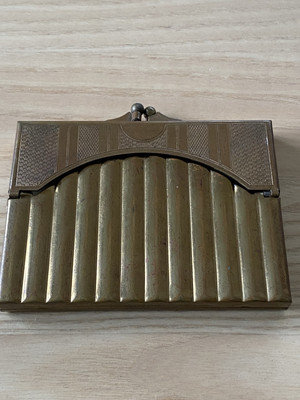 CIGARETTE CASE Art Deco Gwenda Fluted Gilt Metal Cigarette Case Purse 1930s 