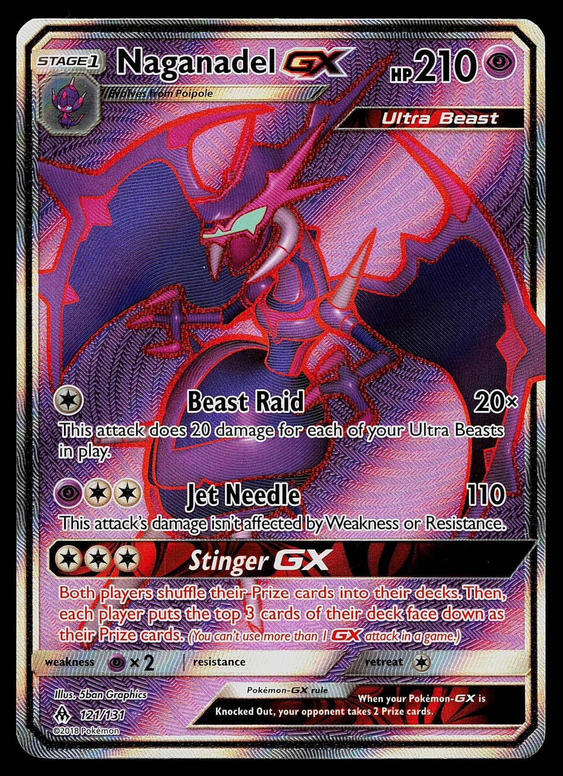 Pokemon Card - Naganadel GX Forbidden Light 121/131 Ultra Rare