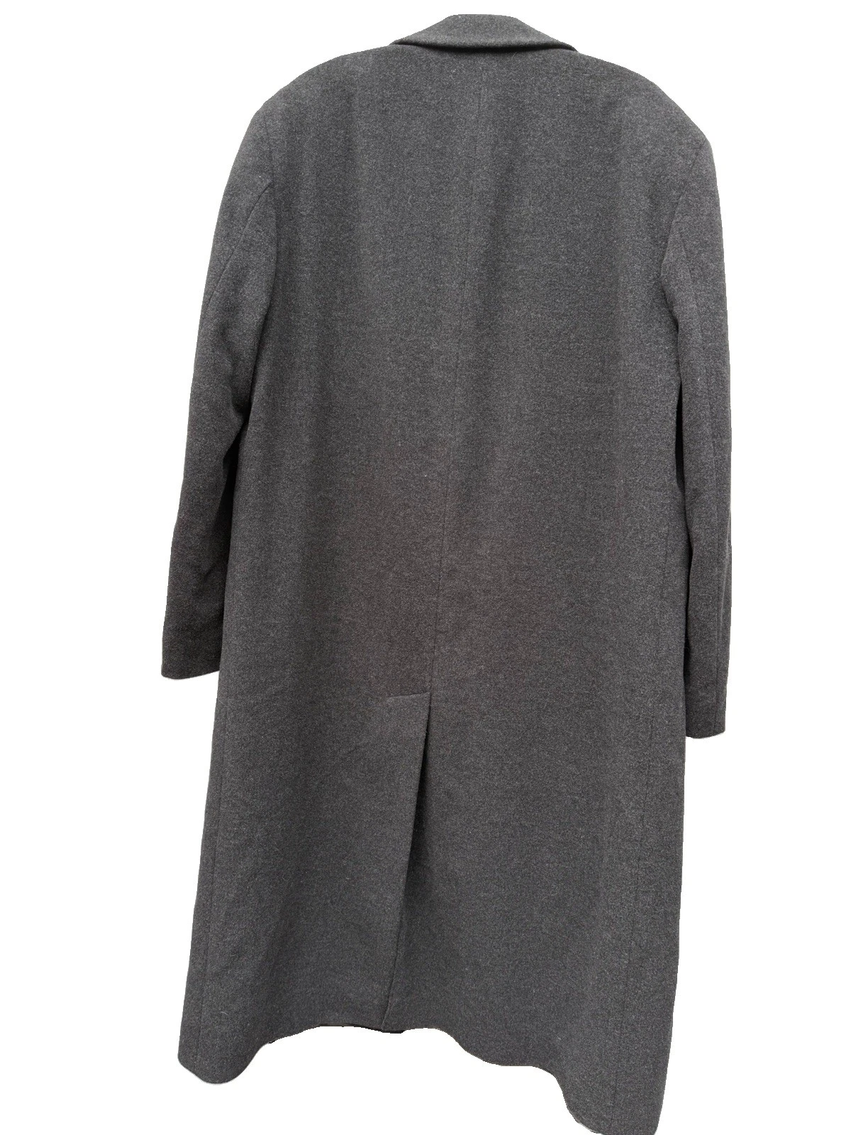 Vintage Hugo Boss Men's Gray Long Wool Overcoat Size 40L Lined Pockets Notch - product detail image 2