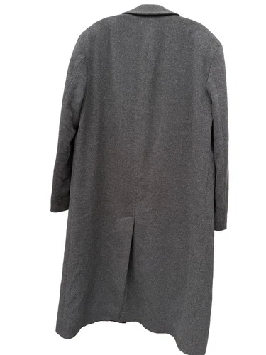 Vintage Hugo Boss Men's Gray Long Wool Overcoat Size 40L Lined Pockets Notch image 2