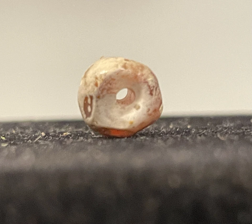 Pequeño abalorio antiguo de ágata Pyu grabado Foto 4 de 4