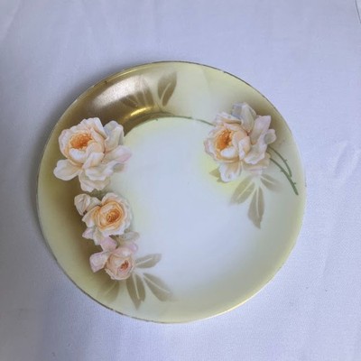 RS Tillowitz Silesia 8.25'' Round Cabinet Plate Hand Painted Roses Antique