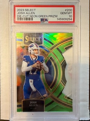 2023 Select #200 Josh Allen Die-Cut Neon Green Prizm #'ed /499  PSA 10 Gem Mint
