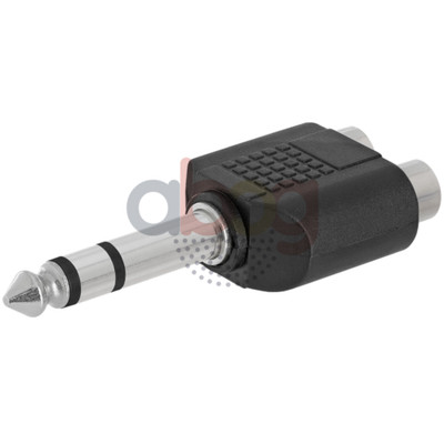 6.35mm Stereo Male Plug to 2xRCA Female Jack Y Splitter 2-Way Speaker Adapter