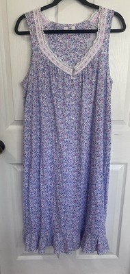ARIA Nightgown 100% COTTON Sleeveless Floral Womens L Cottagecore Boho Summer