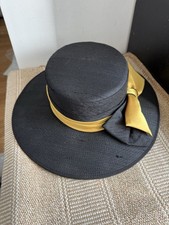 Joan Biggs Cappello di Seta Vintage Designer Donna Nero Occasione, Ascot