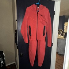 Nike Sportswear Tech Fleece Full Zip Hoodie  Joggers Set heather Red xs