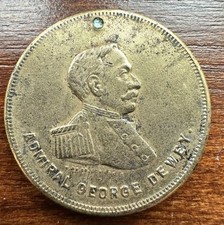 Vintage 1899 Admiral Dewey Kirkman's Borax Soap Token/Coin, Holed Vintage 1899 Admiral Dewey Kirkman's Borax Soap Token/Coin, Holed