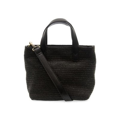 NWT   - Joy Susan - 8'' x 9'' Black Straw Crossbody Tote Bag