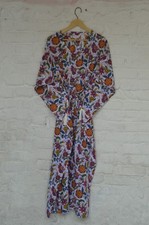 TARRIF FREE✅0%CHARGE Hand Printed Floral Long Kaftan 100%Cotton Dress KF-43