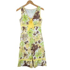 Cato Linen Blend Floral Print Fairy-Core Sleeveless Dress size 4 Green/Brown