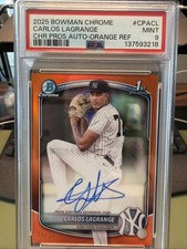 2025 Bowman Chrome - Prospect Autographs Carlos Lagrange Orange Refractor /25