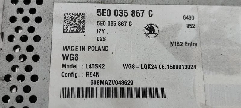 5E0035867C 158383 audio system für SKODA OCTAVIA LIM. (5E3) LIKE 2013 - Bild 3 von 4