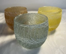 MCM Spaghetti String Drizzle Roly Poly Glasses 3.5" Set of 3