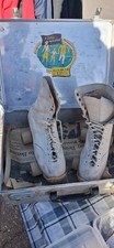 Vintage Chicago Hyde Women Roller Skates White  Metal Case