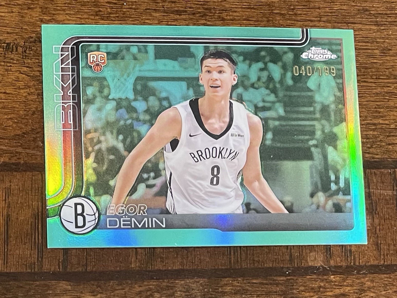 /199 2025-26 Topps Chrome EGOR DEMIN #258 Rookie Aqua Refractor Nets RC