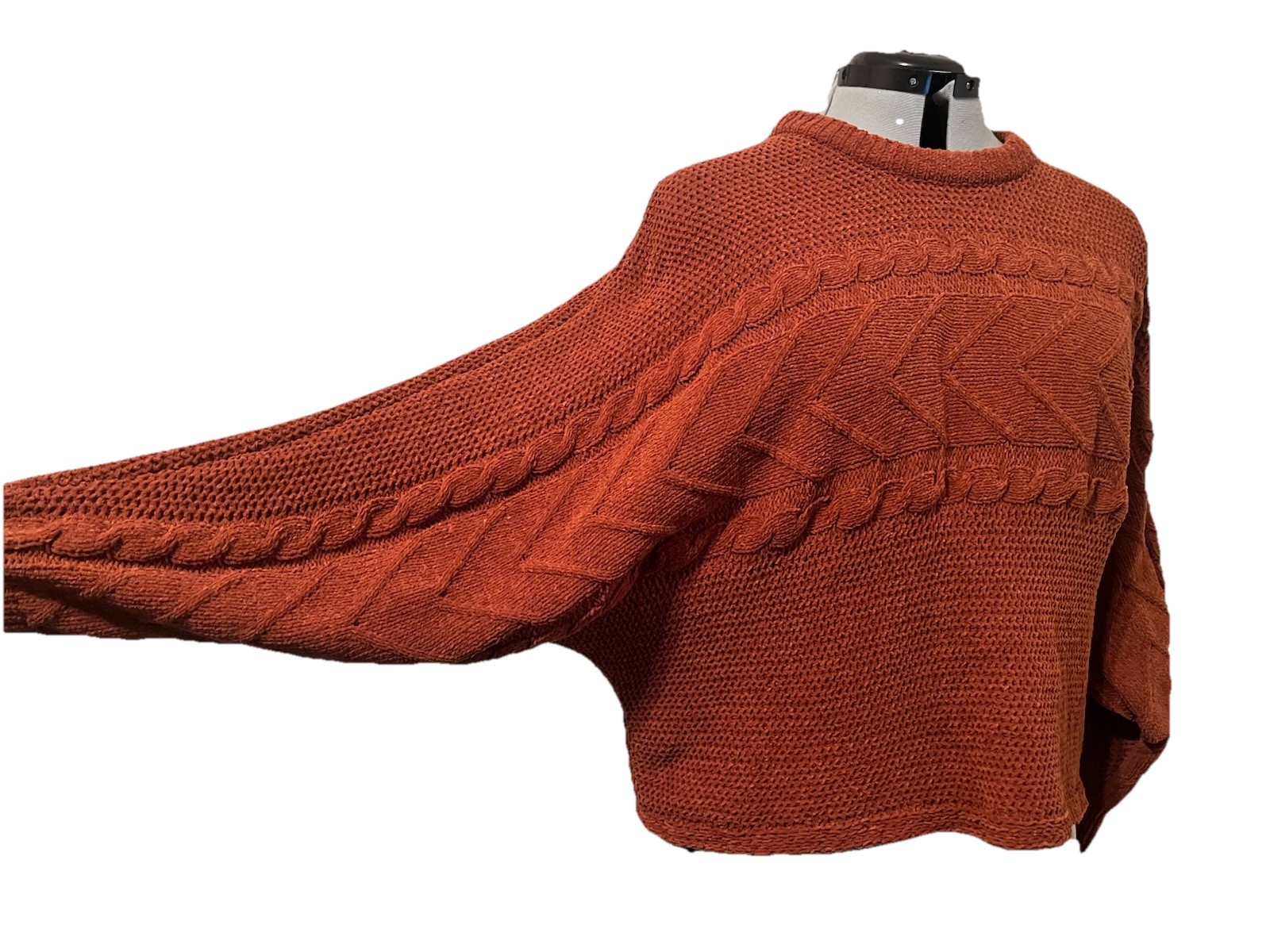 Rust Cable Soft Knit Neck Pullover Sweater Long S… - image 2