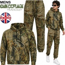 Men's Camouflage Jungle Print Hunting Tracksuit Fleece Pullover Hoodie Joggers