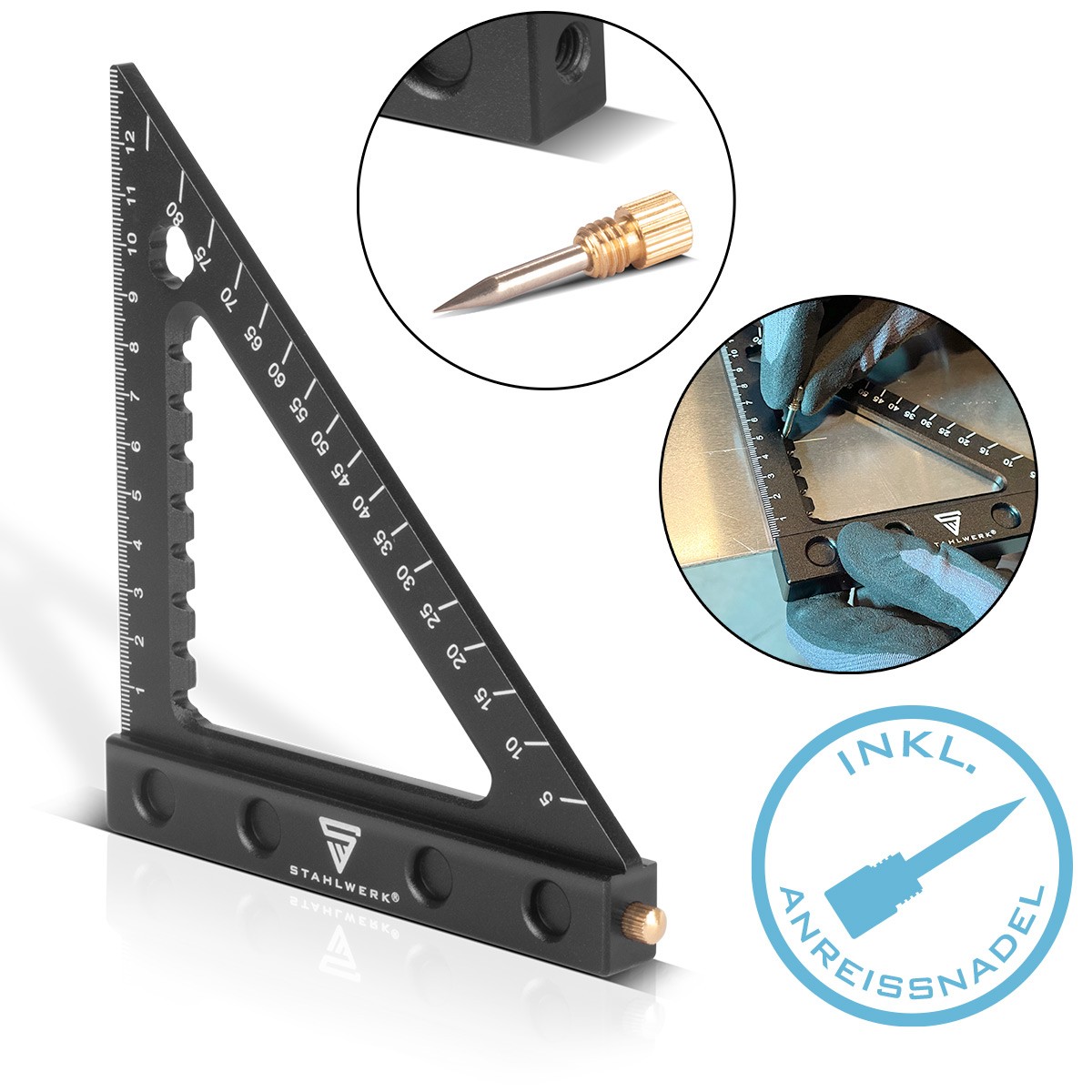 STAHLWERK Angle triangle aluminum angle ruler carpenter angle stop angle triangl