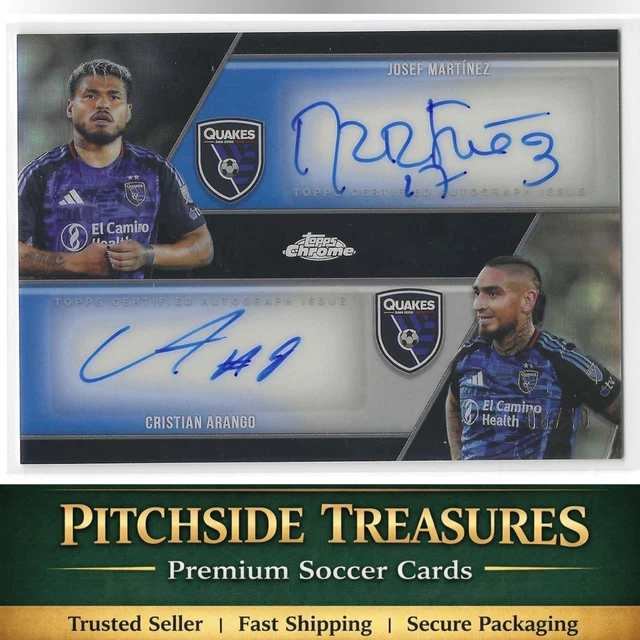 2025 Topps Chrome MLS DUAL AUTO 6/10 Josef Martinez - Cristian Arango San Jose