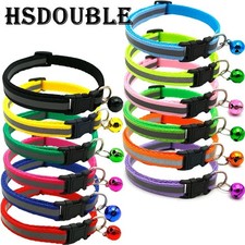2 Pack Reflective Cat Dog Collars with Bells Adjustable Nylon Pet Collar