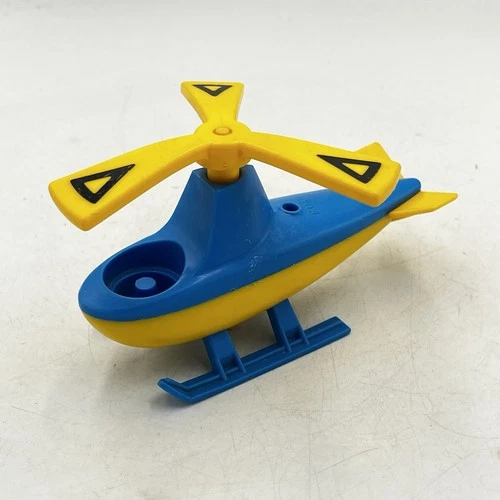 Vintage Fisher Price Little People Blue/Yellow Helicopter Airport Jetport 1972