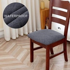 4/6pcs Waterproof Seat Covers for Dining Room Chairs, Stretch Chair Seat Covers