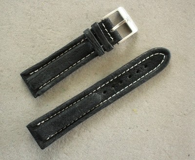 VINTGE FORTIS 20MM BLACK SUEDE SILVER BUCKLE WATCH BAND WATCHBAND BRACELET STRAP