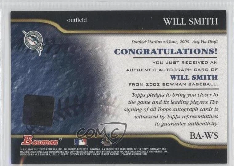 2002 Bowman Auto Will Smith #BA-WS Auto - Image 2 of 2