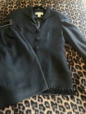 Vintage 1980s Christian Dior Black two Piece Skirt Set. 100 Wool Lined SIZE 8