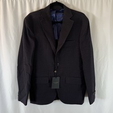 New Ted Baker Wool Blend Blazer Mens 36 Black Brown Plaid 2 Button Inside Pocket