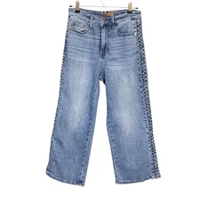 Judy Blue Jeans Women’s Size 7/28 Wide Leg Cropped Braided Comfort High Rise