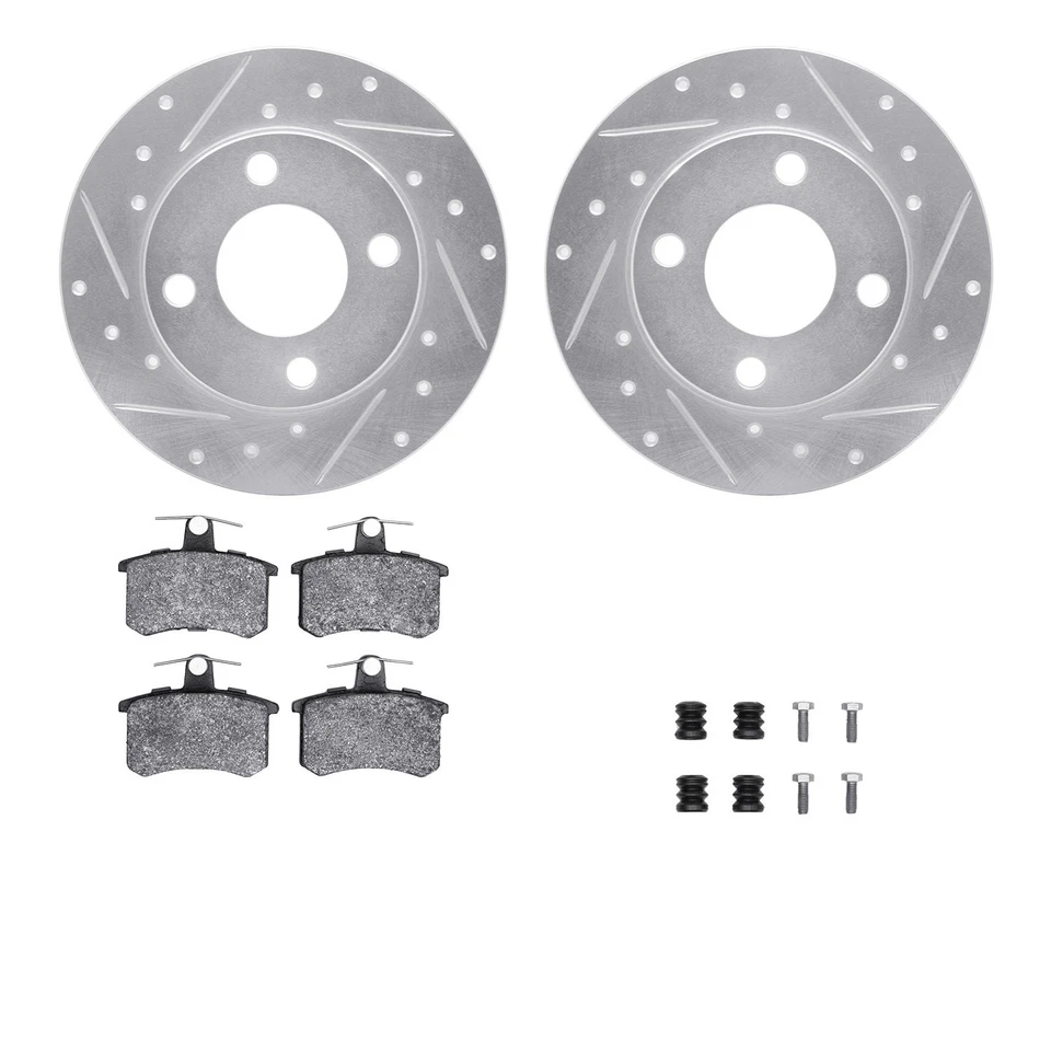 For Audi 90 Quattro 88-95 Drilled & Slotted Rear Brake Kit w Euro Ceramic Pads - Image 2 of 3