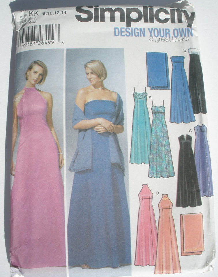 SIMPLICITY 5586 EVENING GOWN PROM WEDDING FORMAL HALTER DRESS SZ 8 10 ...