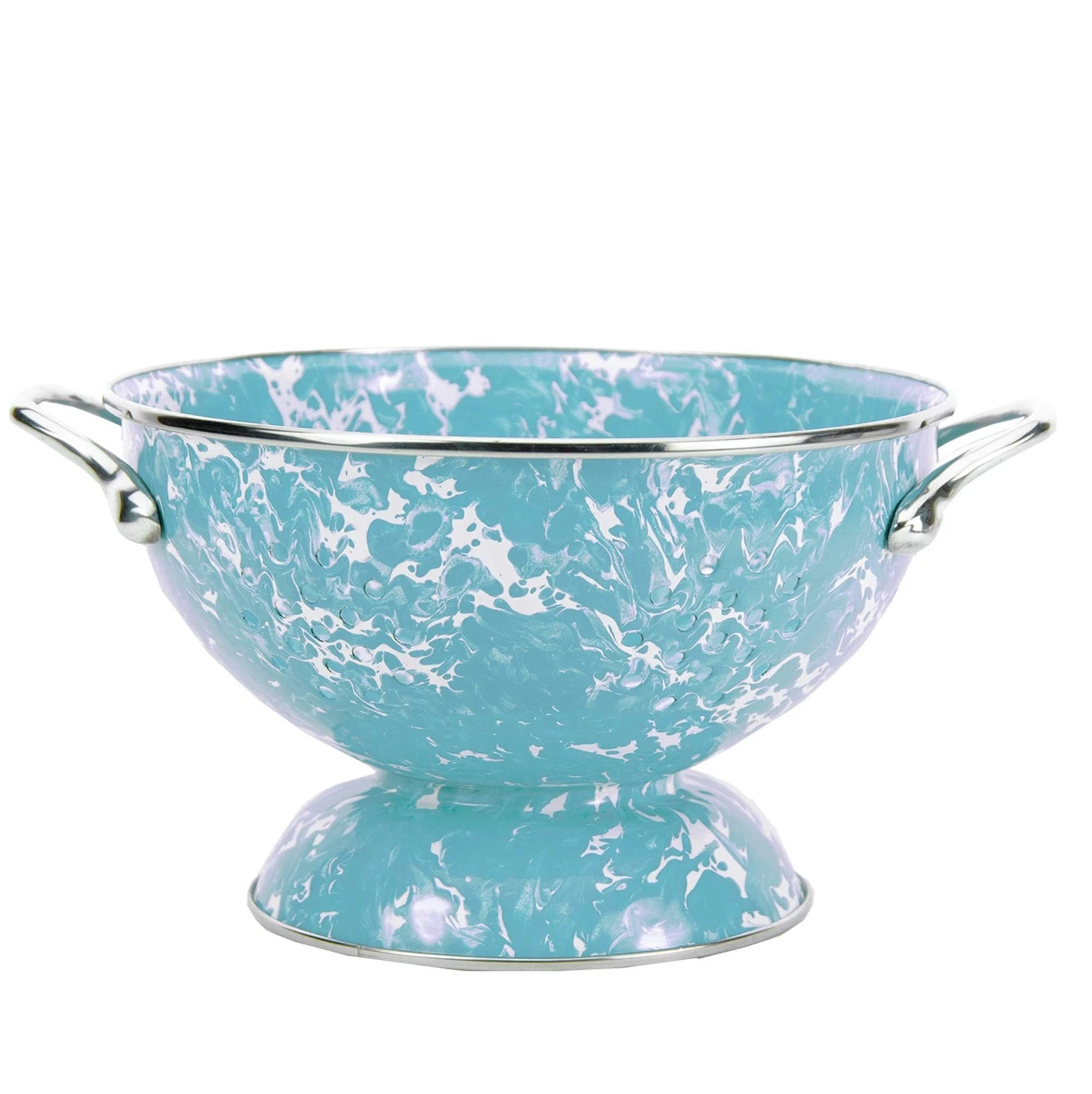 Golden Rabbit Enamelware - 3qt Colander (Sea Glass Swirl) Sea Glass Swirl
