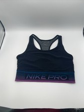 Nike Pro Sports Bra Womens Sz L Black Gym Yoga Gym Running