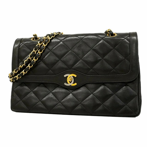 6ec1864 e CHANEL Shoulder Bag Matelass Paris Limited W Flap W Chain Lambskin Bla